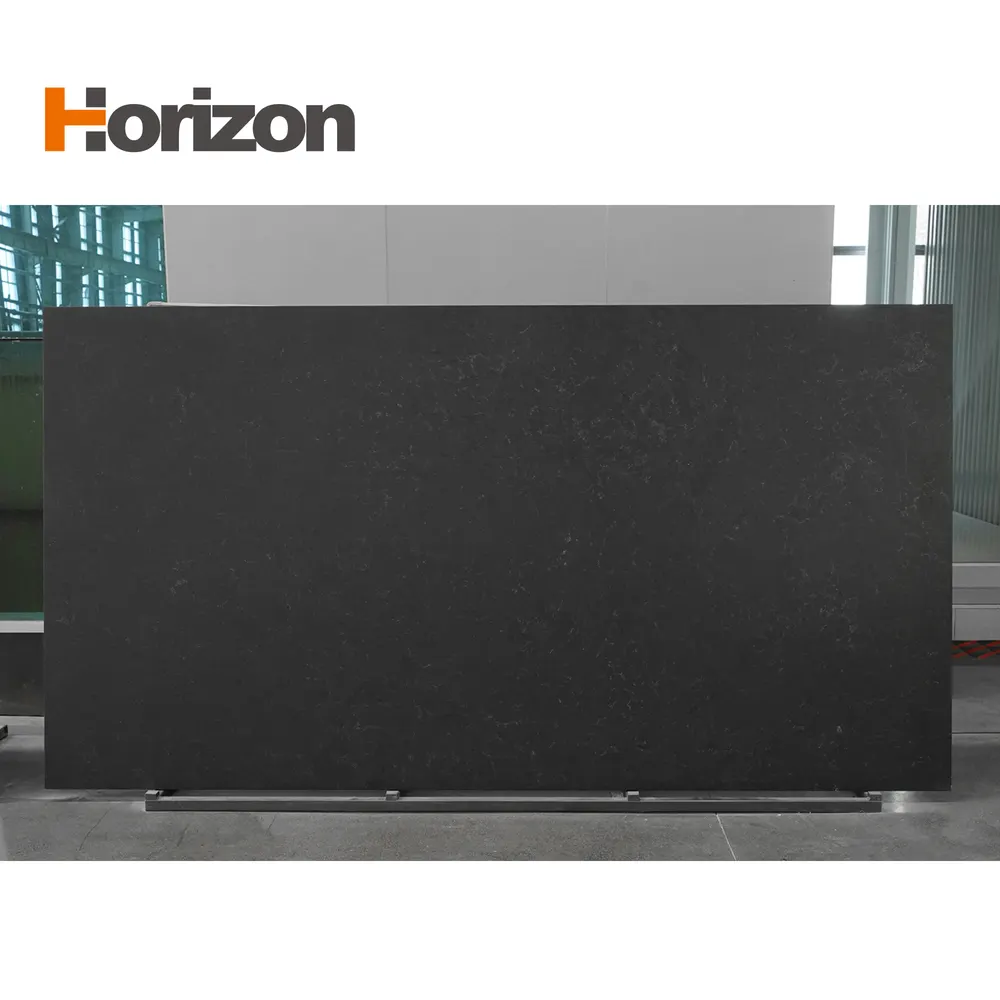 Black Engineered Quartz Slab For Wall Cladding