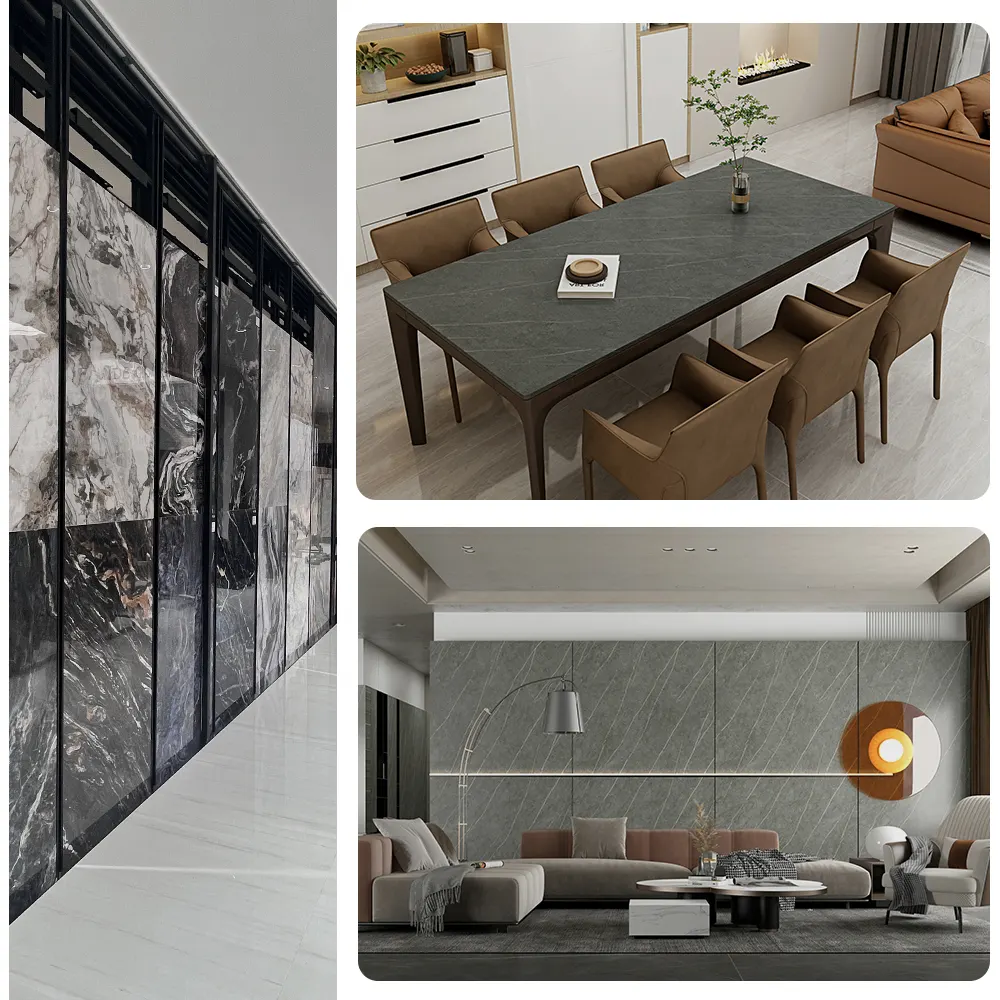 Marble-Look Gray Sintered Stone Slab 1600x3200x15mm