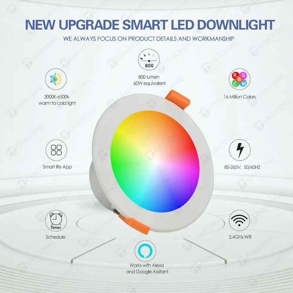 WiFi Dimmable Recessed LED Downlight 5-12W 2700-6000K