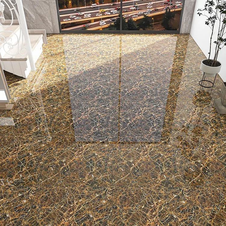 Marble-Look Glossy Porcelain Wall And Floor Tile 600x600mm