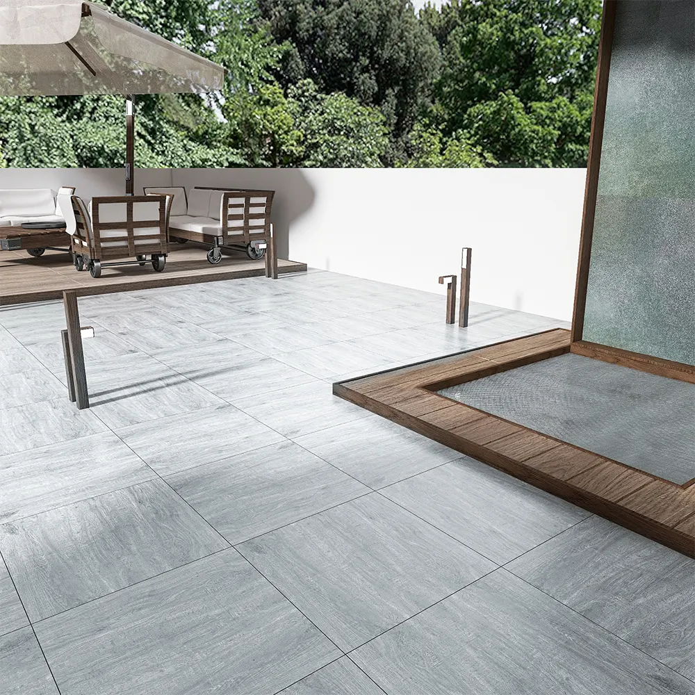 Non-Slip Wood-Look Matte Porcelain Outdoor Tile 600x600mm