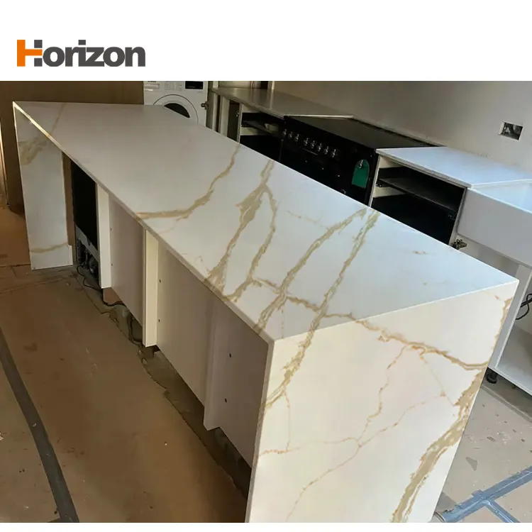 Calacatta White/Gold Engineered Quartz Slab 3200x1600mm