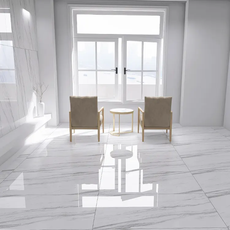 Marble-Look Gray Polished Porcelain Wall And Floor Tile 600x1200mm