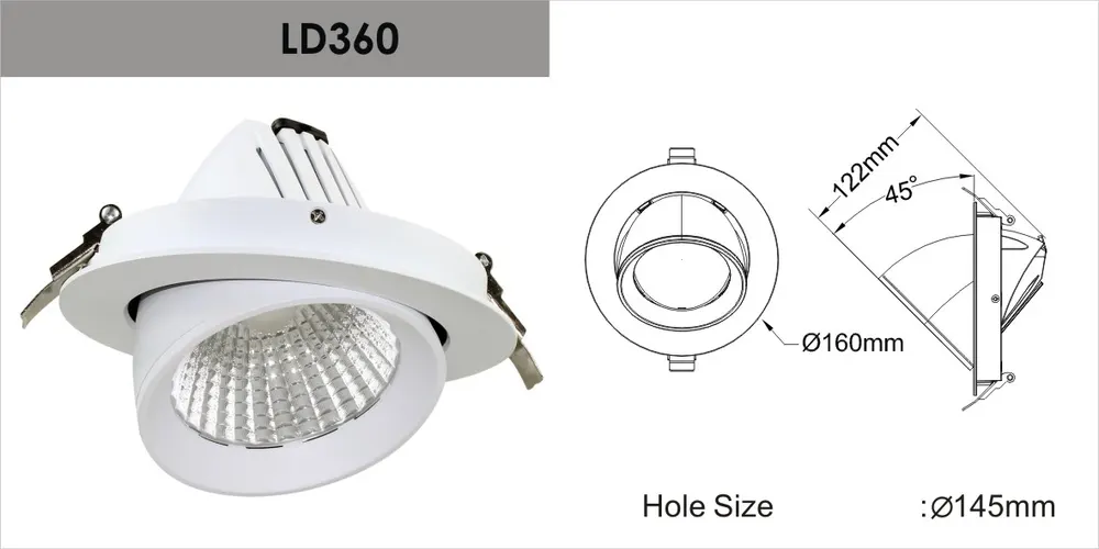 Zoomable Recessed Aluminum LED Light Fixture
