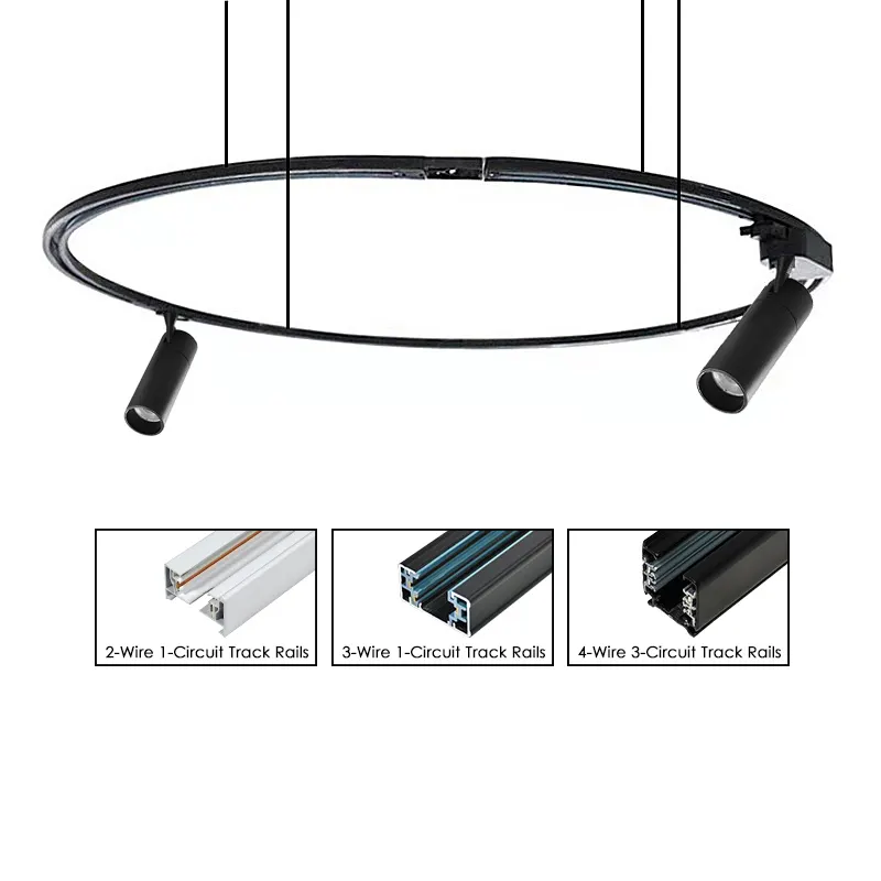 Aluminum Curved Lighting Track Rail 2/3/4-Wire