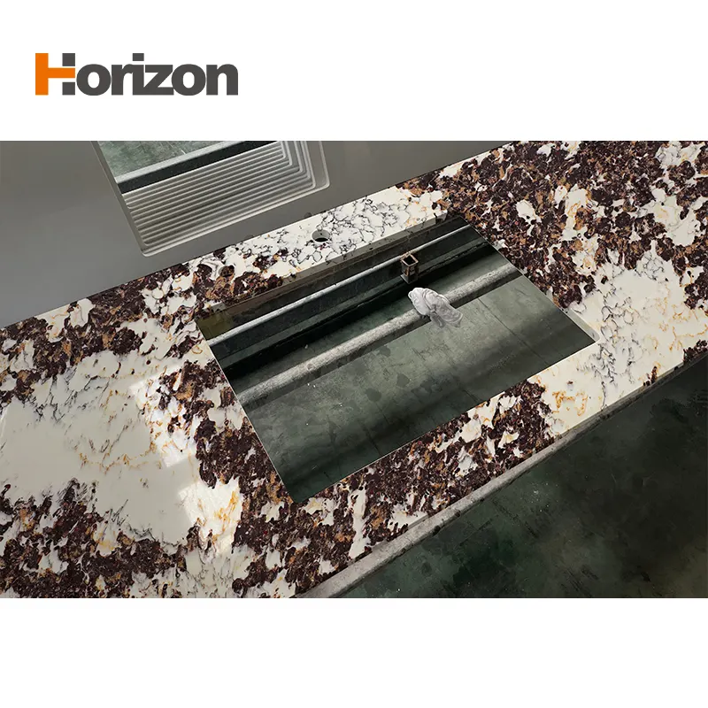 Jade-Look White/Gold Engineered Quartz Slab 3200x1600mm