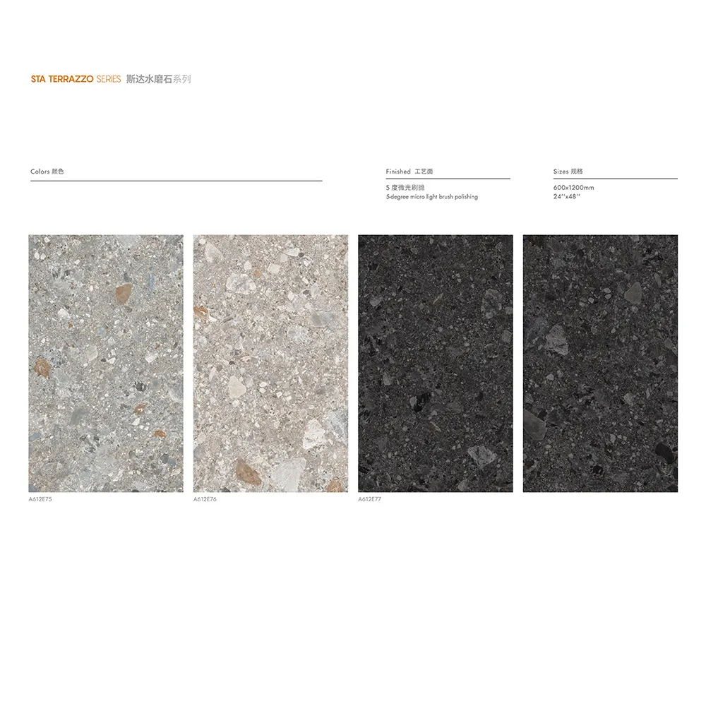 Non-Slip Terrazzo-Look Porcelain Floor Tile 600x600/600x1200/750x1500mm