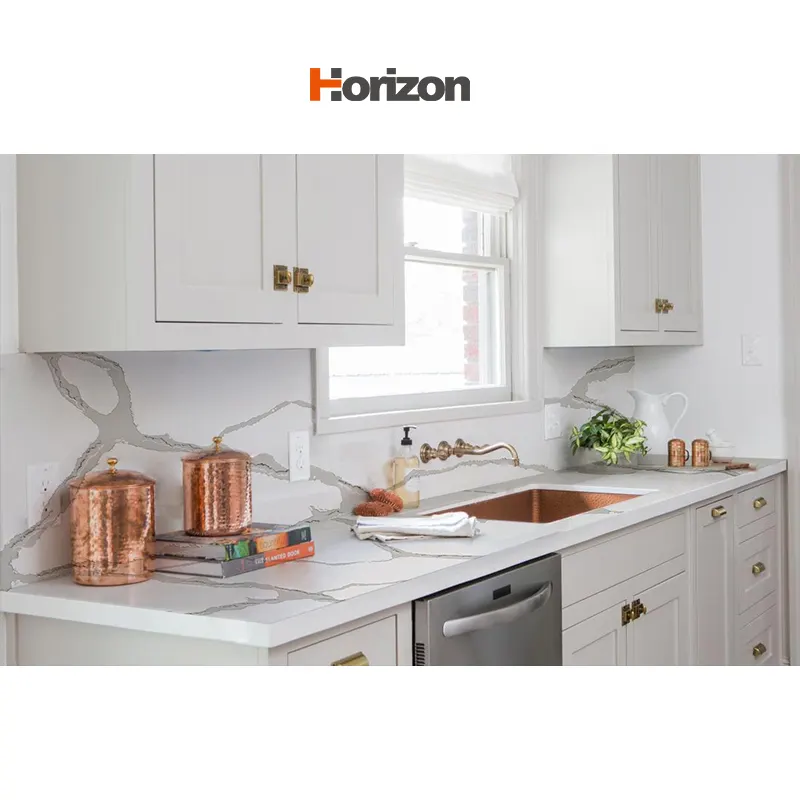 Engineered Quartz Kitchen Countertop With Sink