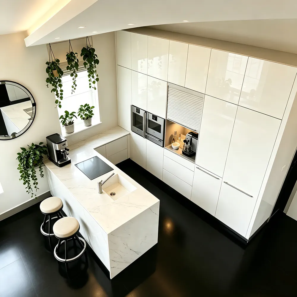 Modern MDF Modular Kitchen Cabinet Set With Acrylic Doors