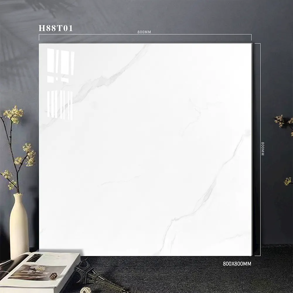 Marble-Look White Porcelain Wall And Floor Tile 600x600mm