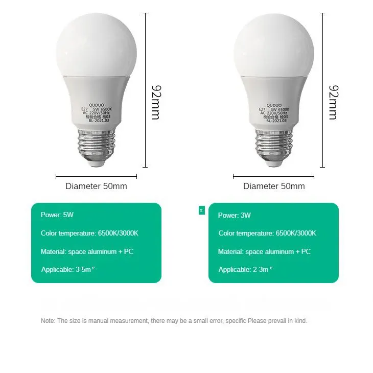 Aluminum LED Light Bulb 3W 85-265V