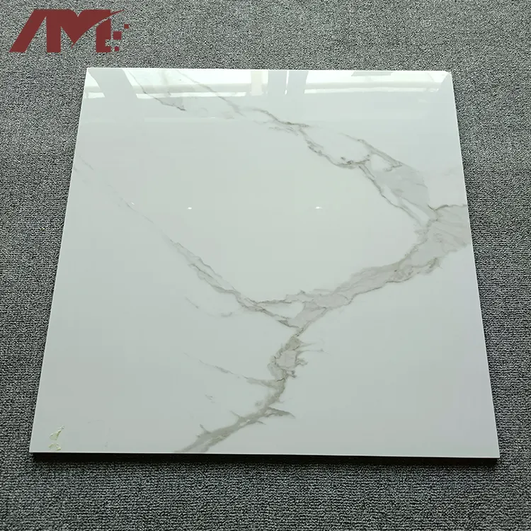 Marble-Look White Polished Porcelain Floor Tile 600x600mm