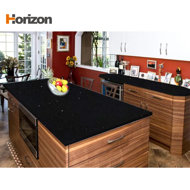Black Engineered Quartz Slab 3200x1600mm