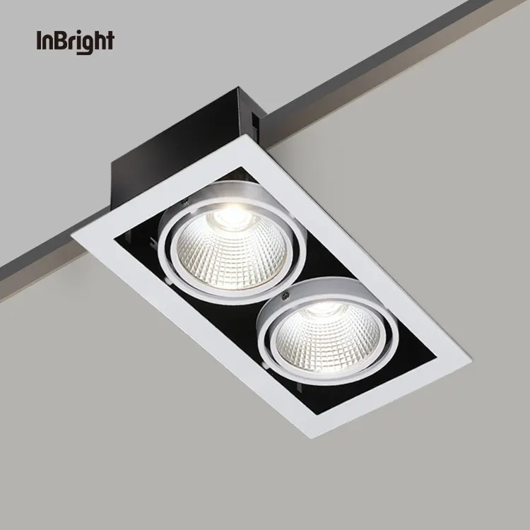 Adjustable Dimmable Recessed COB LED Grille Spotlight 10-30W