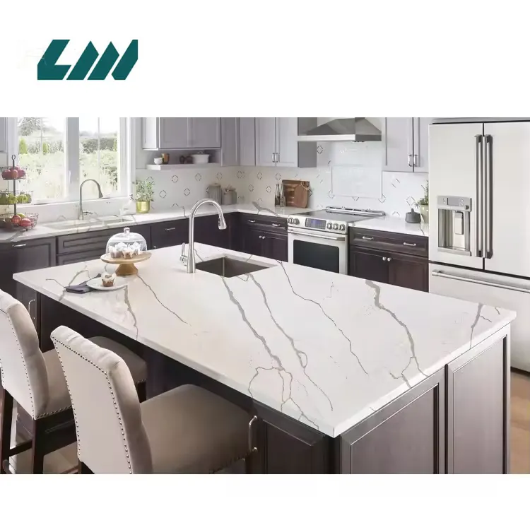 Calacatta White Engineered Quartz Slab 3200x1600mm