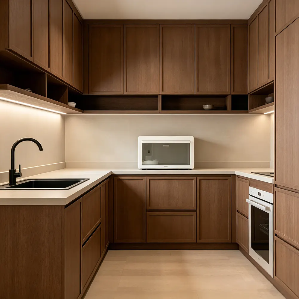 Modern MDF Modular Kitchen Cabinet Set With Acrylic Doors