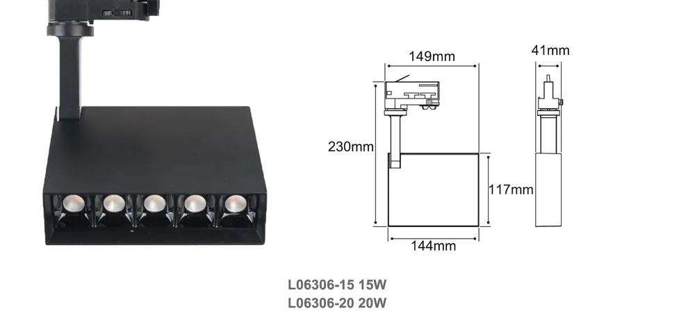 Aluminum COB LED Track Spotlight Black 20-35W
