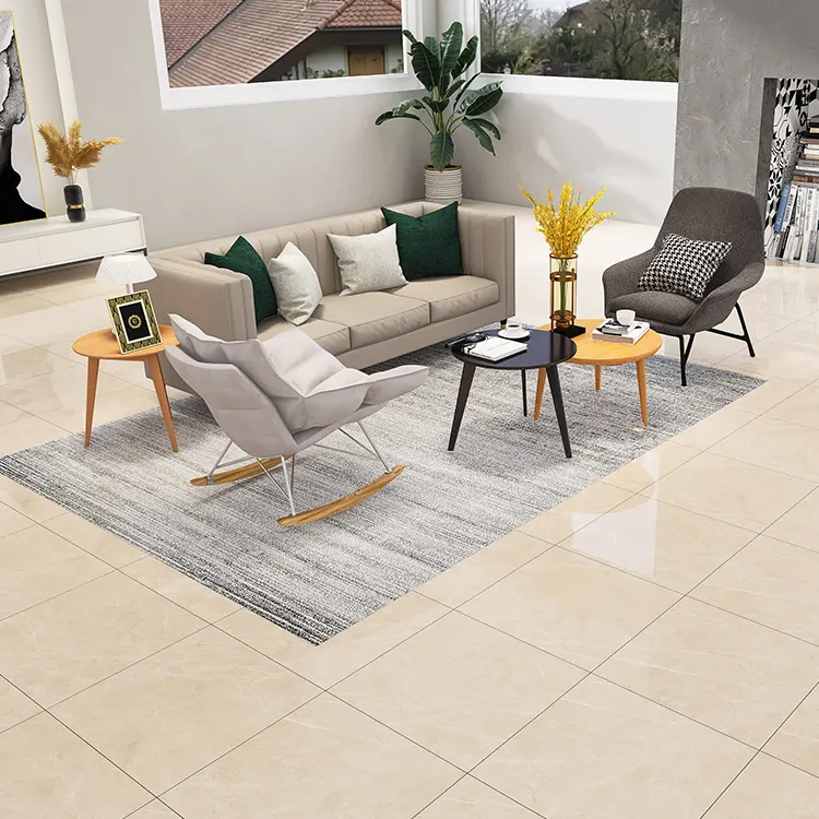 Marble-Look Polished Porcelain Floor Tile 600x600mm