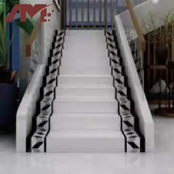 Non-Slip Marble-Look Porcelain Stair Tread Tile 1200x470mm