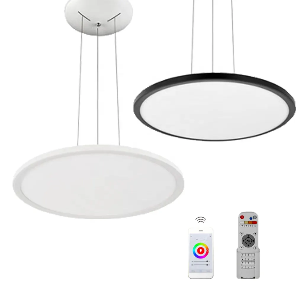 Aluminum LED Pendant Light 300x16x1200mm Black 24-96W