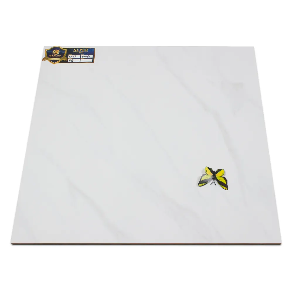 Stone-Look White Polished Porcelain Floor Tile 600x600mm