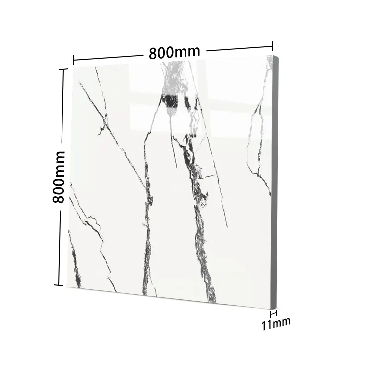 White Marble-Look Polished Porcelain Tile 800x800mm