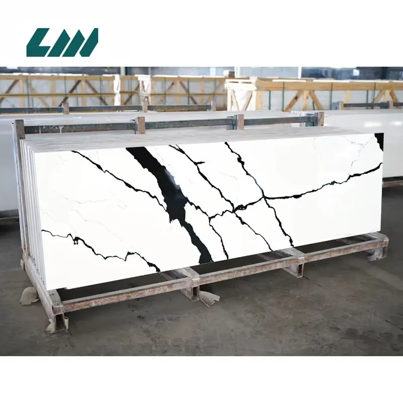 Silica-Free Marble-Look Engineered Quartz Slab 3200x1600mm