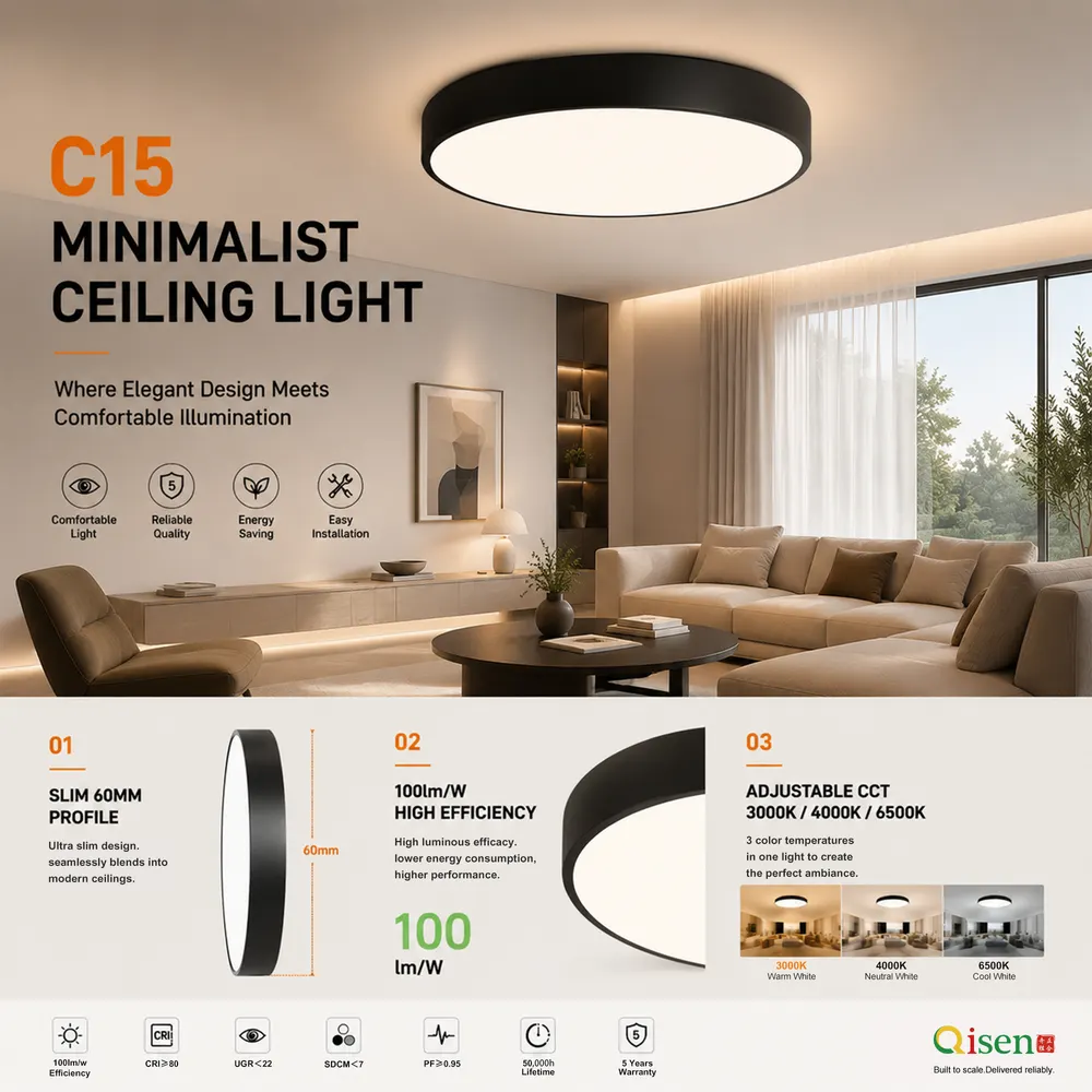 Dimmable Round LED Ceiling Light 40-60W 500mm