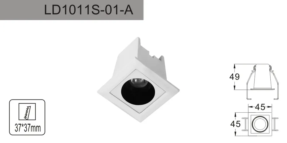 Anti-Glare Recessed Aluminum LED Grille Spotlight