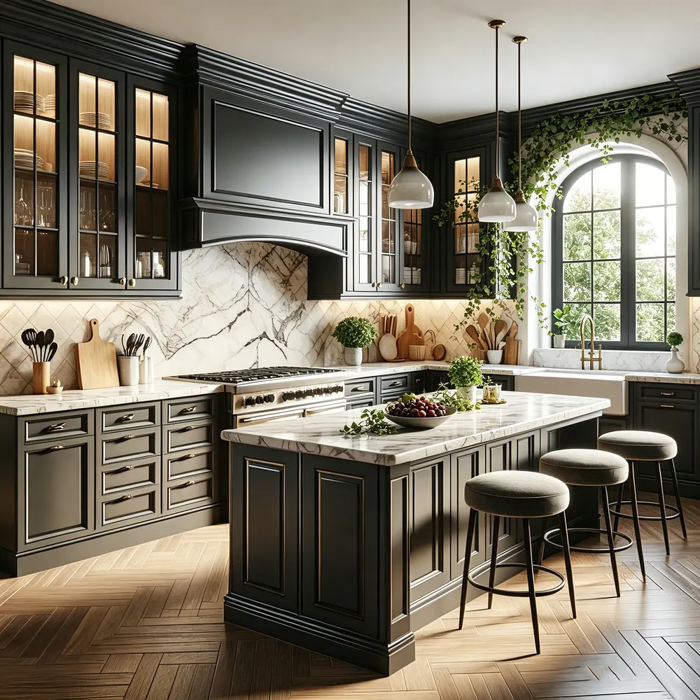 Gray Melamine Custom Kitchen Cabinet Custom Size