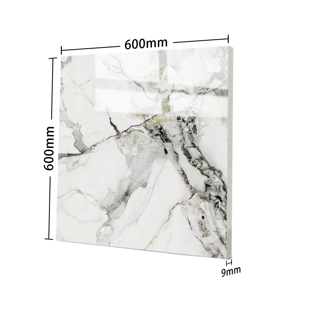 Carrara White Polished Porcelain Floor Tile 60x60cm