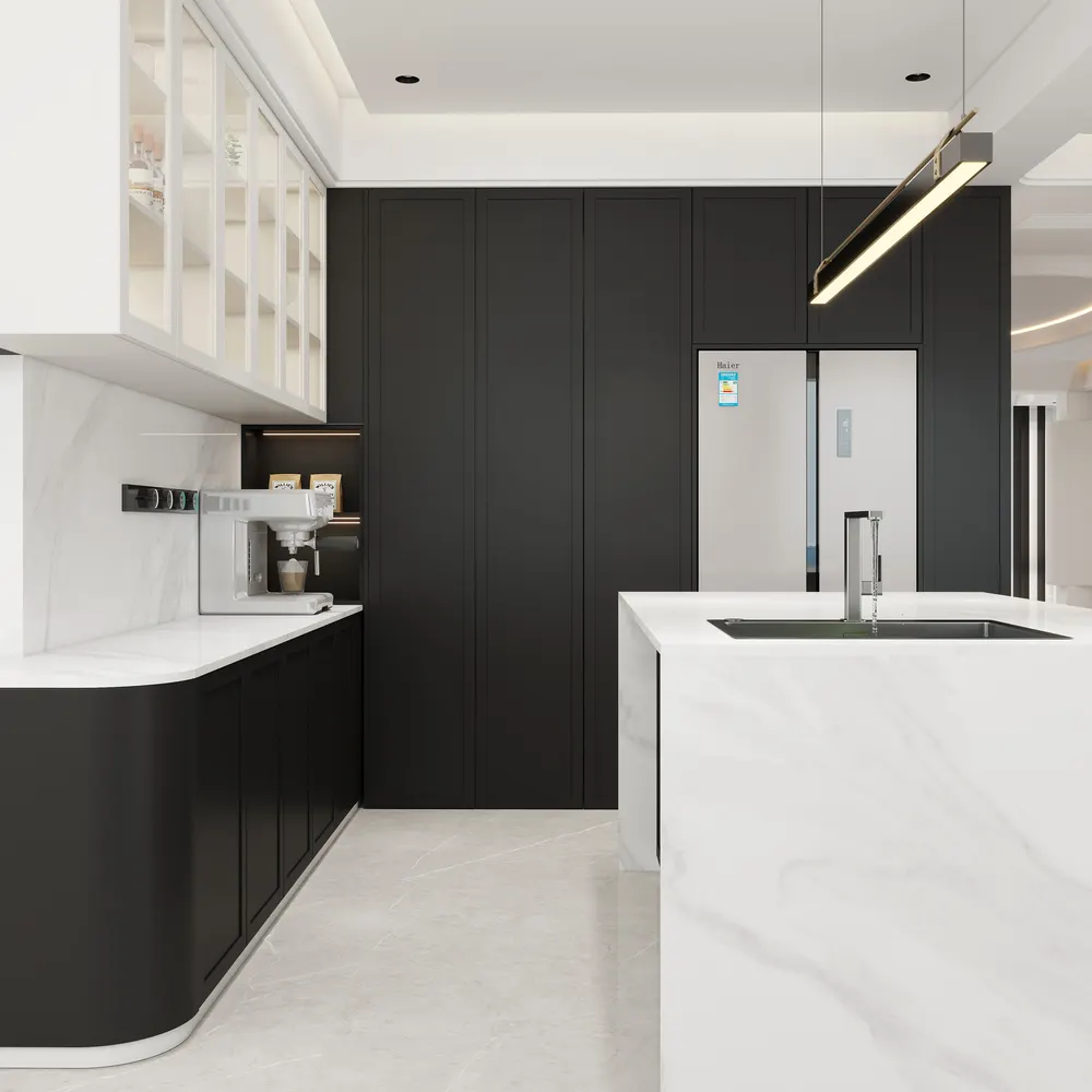 Modern MDF Modular Kitchen Cabinet Set With Acrylic Doors