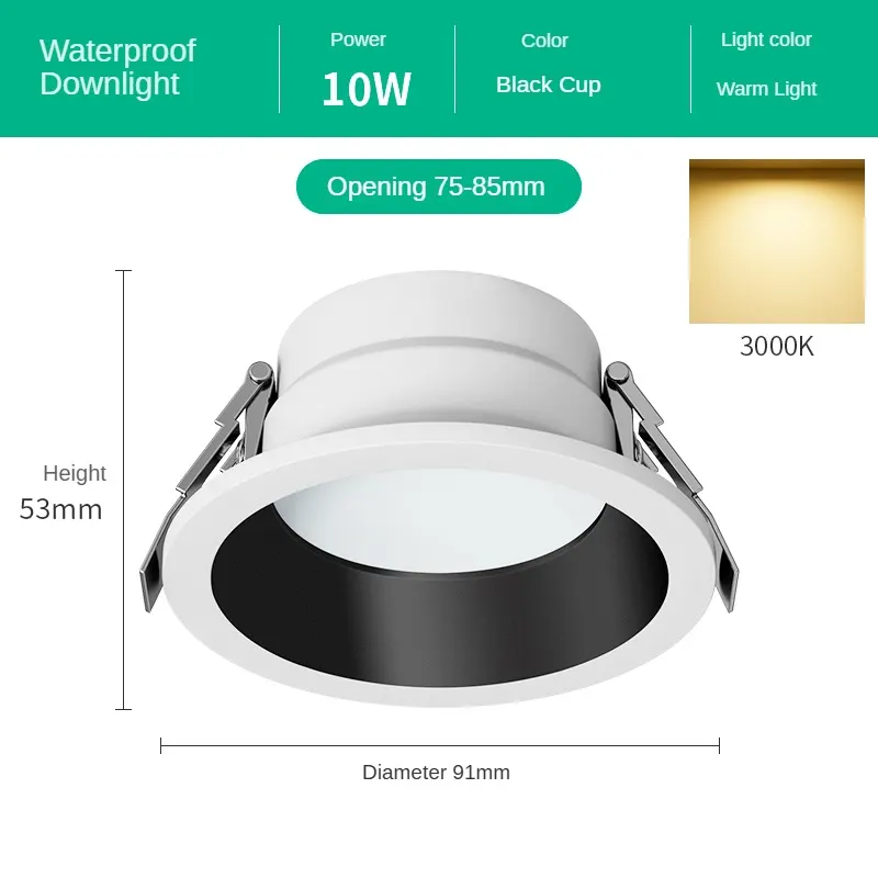 Anti-Glare Recessed Aluminum LED Downlight 5-12W