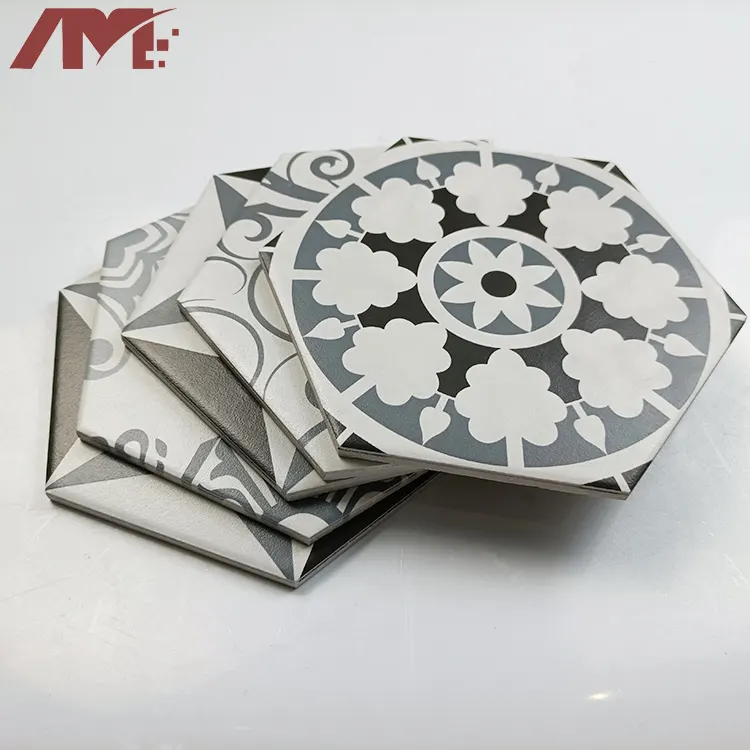 Marble-Look Porcelain Hexagonal Tile 200x230mm