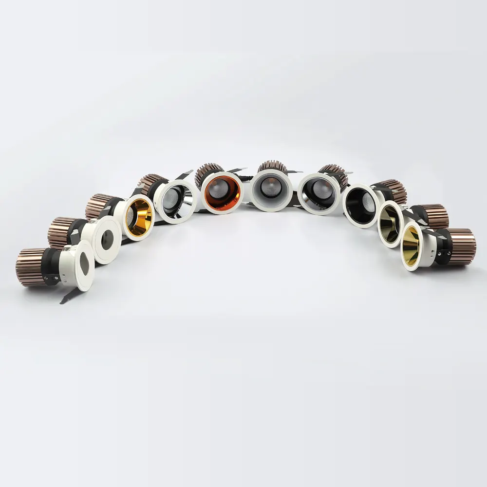 Aluminum LED Downlight Gold 7/15W IP44 Cutout 70-110mm
