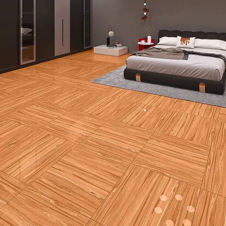Non-Slip Wood-Look Brown Porcelain Floor Tile 600x600mm