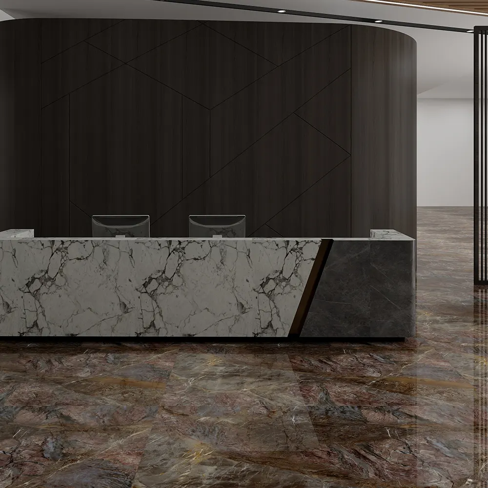 Marble-Look Glossy Porcelain Floor Tile 600x1200mm