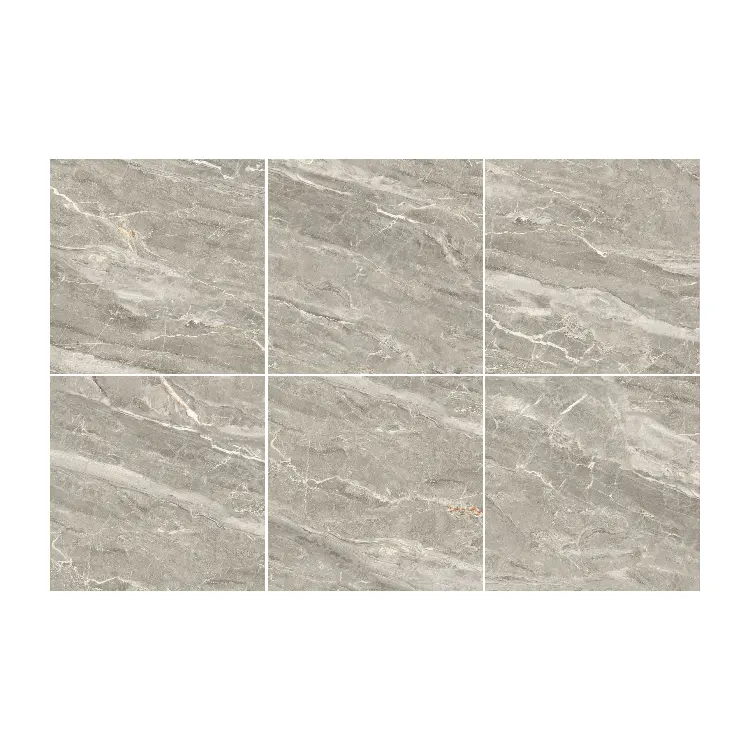 Stone-Look Gray Glossy Porcelain Floor Tile 600x600mm