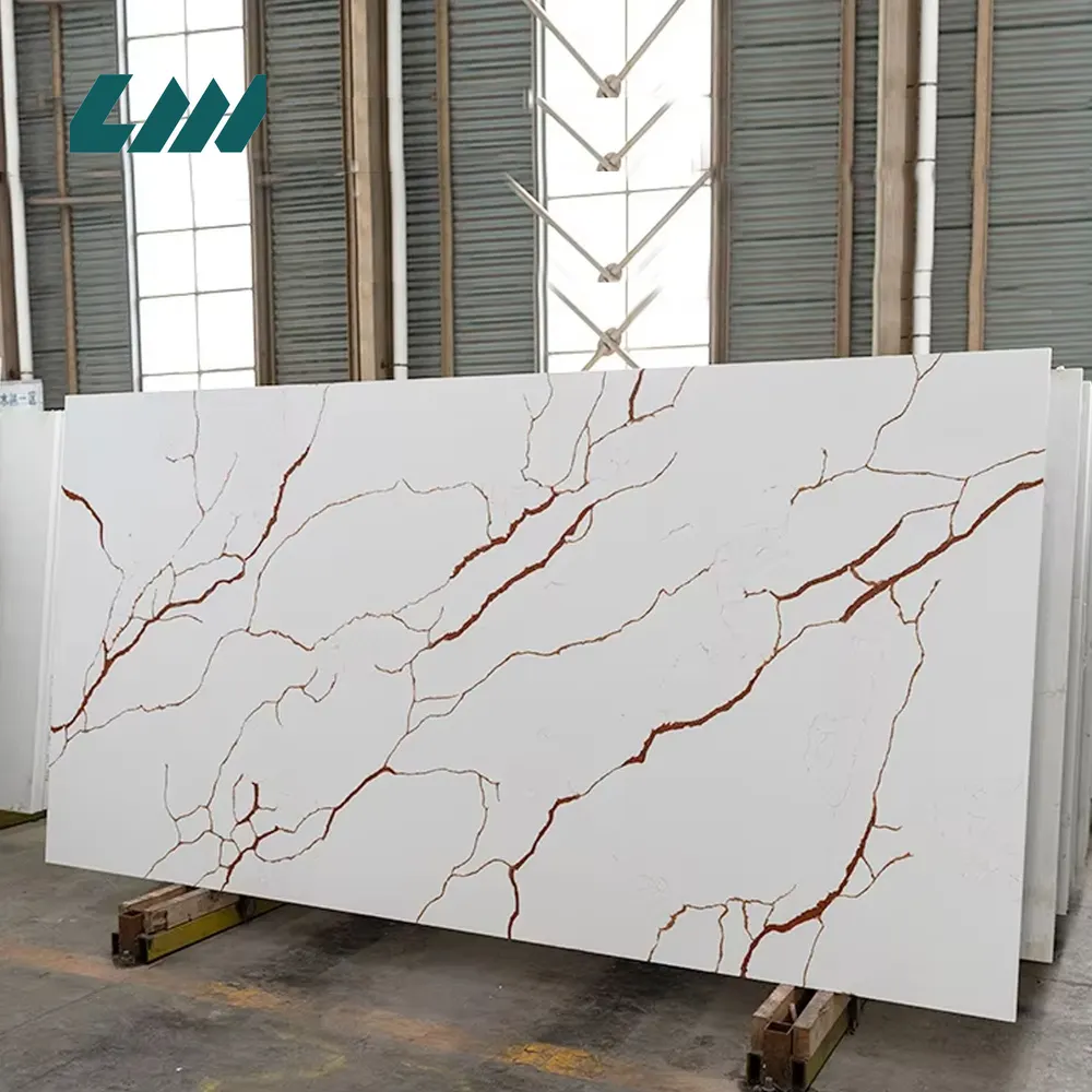 Calacatta Polished Engineered Quartz Slab 3200x1600mm product sample