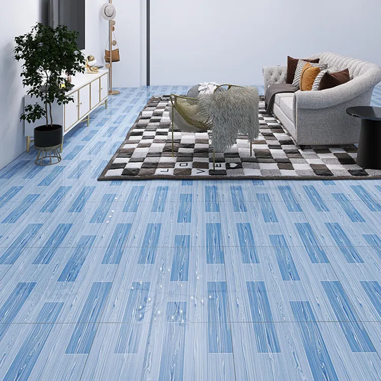 Non-Slip Wood-Look Polished Porcelain Floor Tile 600x600mm