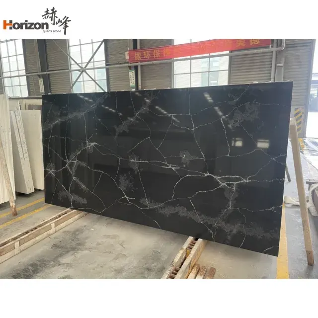 Carrara Black Engineered Quartz Slab 3200x1600mm product sample
