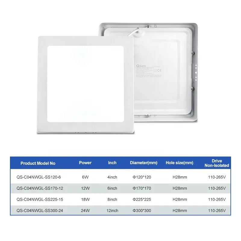 Dimmable Surface-Mounted Square LED Panel Light 6-24W