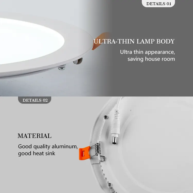 Recessed Round Aluminum LED Panel Light 3-24W