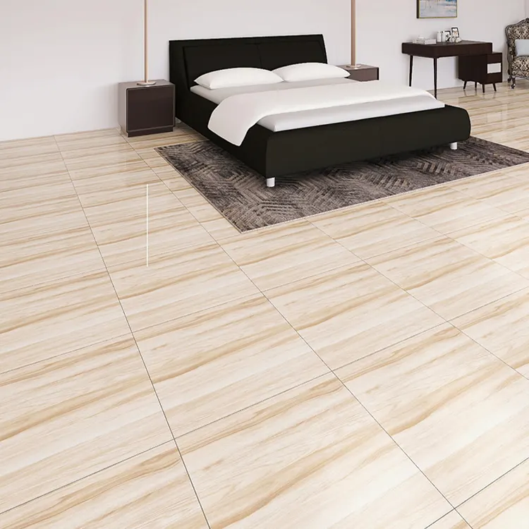 Non-Slip Wood-Look Polished Porcelain Floor Tile 600x600mm