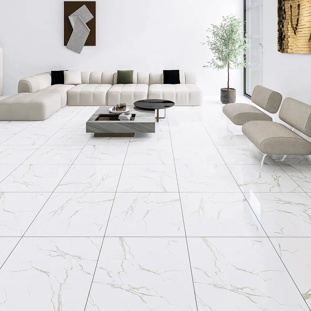 Stone-Look Polished Porcelain Floor Tile 600x600mm