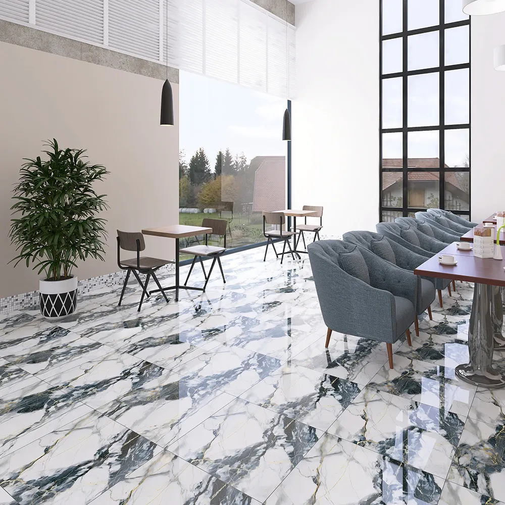 Non-Slip Stone-Look Glossy Porcelain Wall Tile 600x600mm