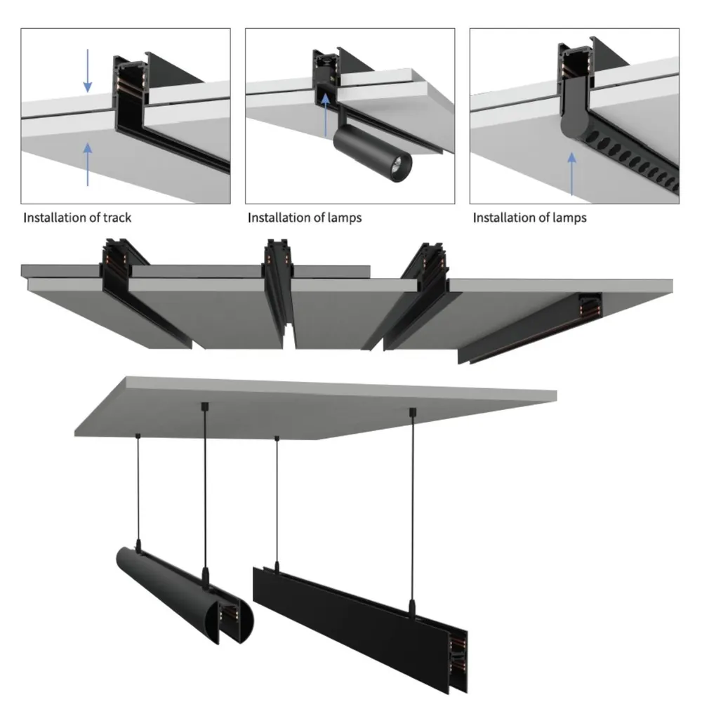 Zigbee Black Magnetic LED Track Light Kit 1m 48V 3CCT Selectable