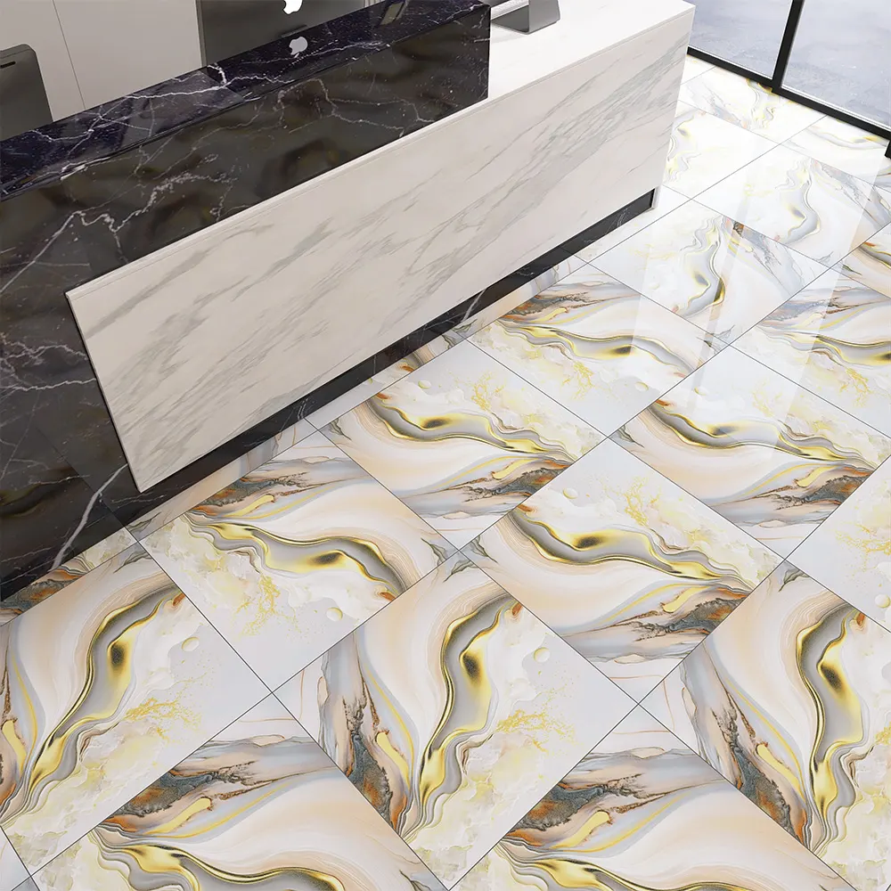 Marble-Look Polished Porcelain Floor Tile 600x600mm/60x60cm