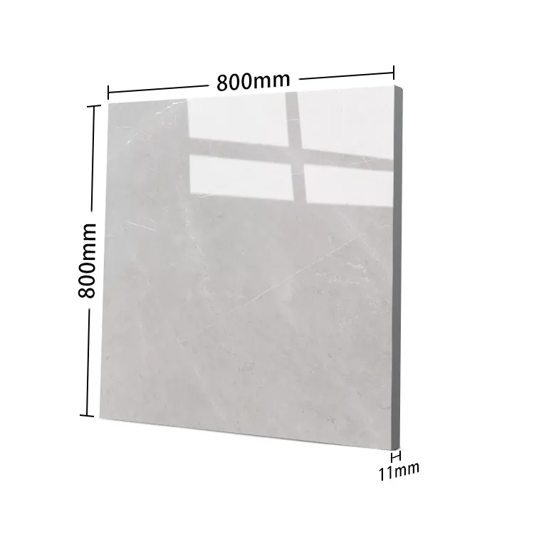 Non-Slip Marble-Look Gray Glazed Porcelain Floor Tile 800x800mm