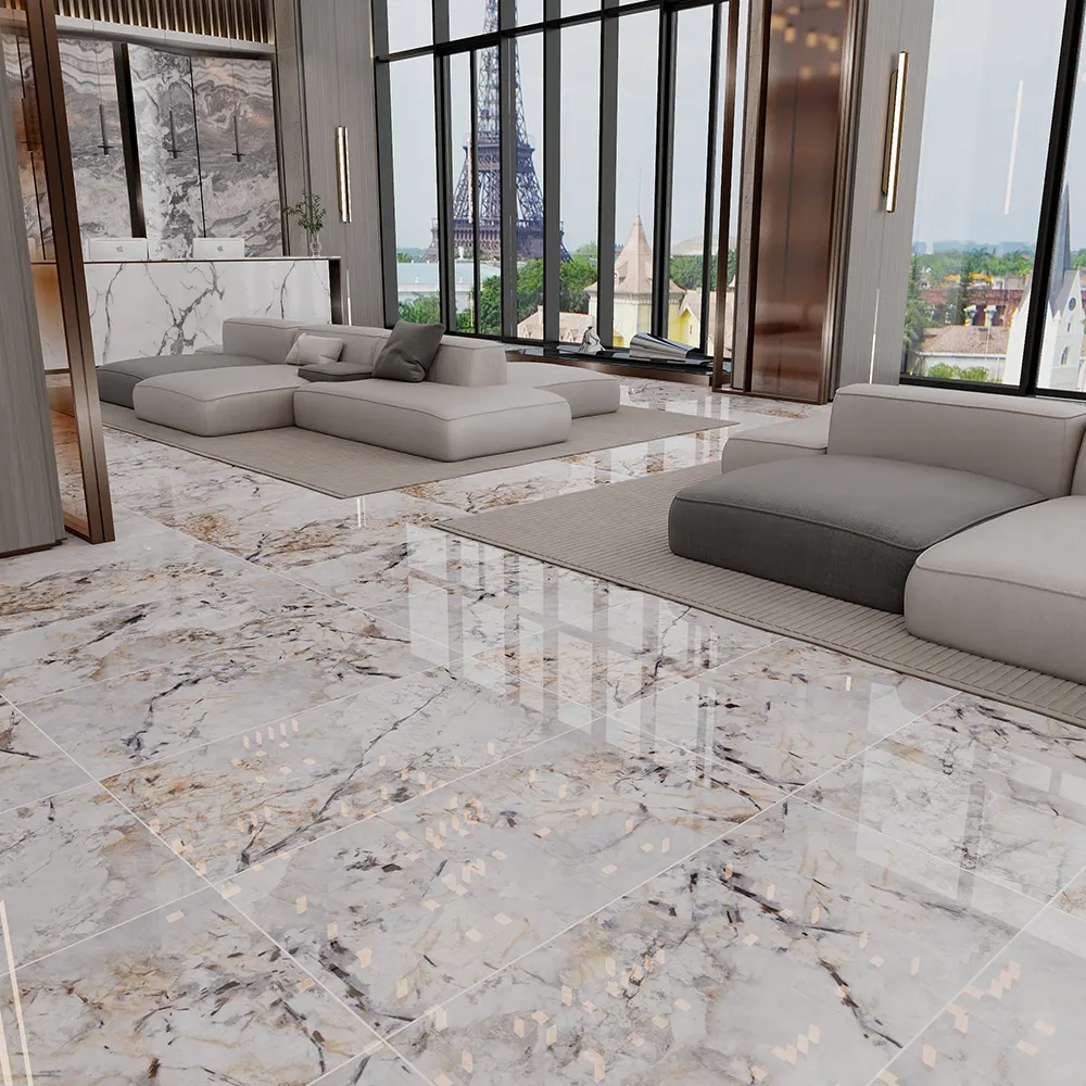 Marble-Look Polished Porcelain Wall Tile 600x1200mm